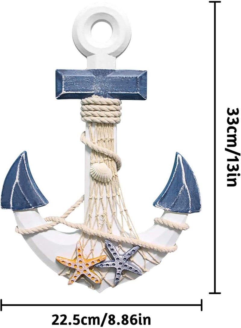 Anchor Wall Hanging Decor, Nautical Wooden Anchor Wall Art Hanging Ornament Nautical Anchor Ship Wall Decor Door Hanging Ornament - Image 3